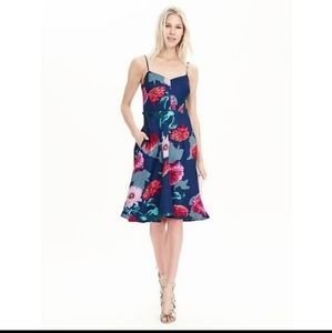 Banana Republic 6TALL navy pink pop floral dress